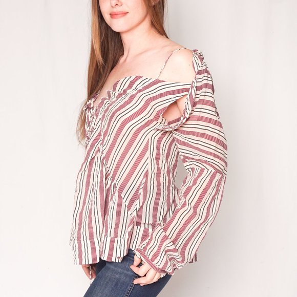 484. MARNI Cotton Silk Striped Striped Blouse Sz 42 US 6 - Picture 8 of 8